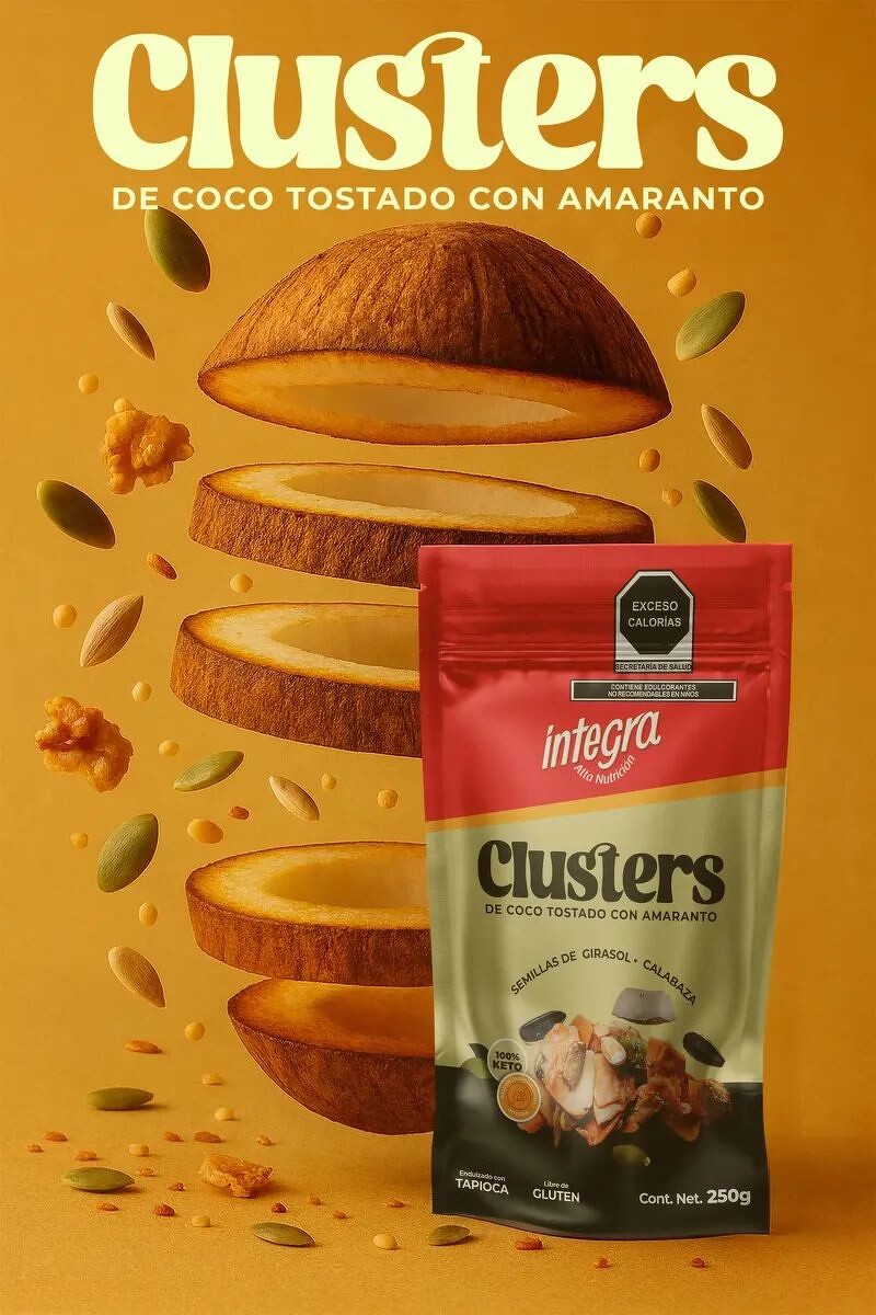 Clusters Coco Tostado Con Amaranto Snack Keto